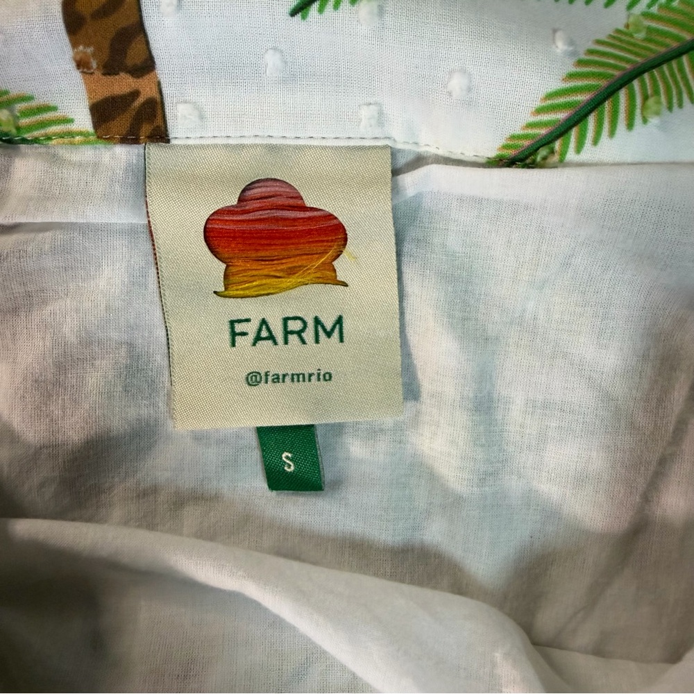 FARM Rio Tropical Palm Tree Print Tiered Maxi Skirt S Boho Summer Flowy Cotton - Picture 7 of 10